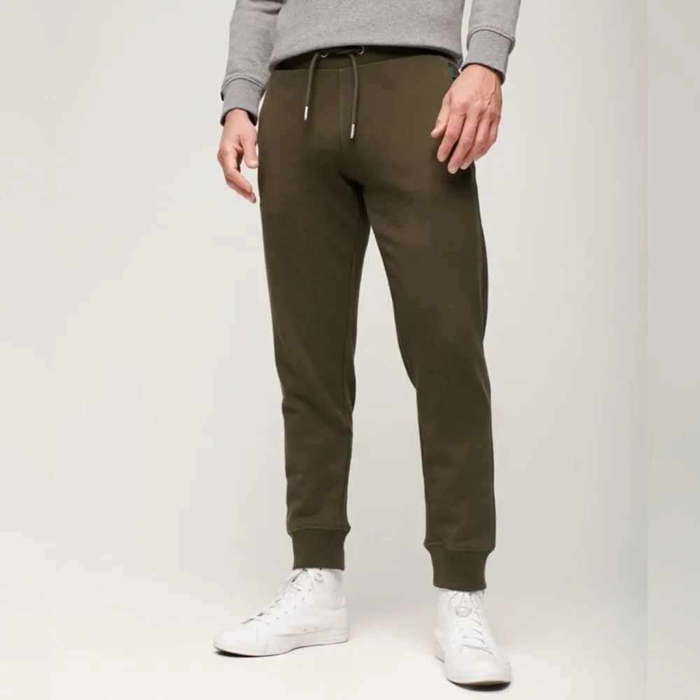 Superdry Mens Essential Logo Army Khaki Athleisure Joggers Size Large